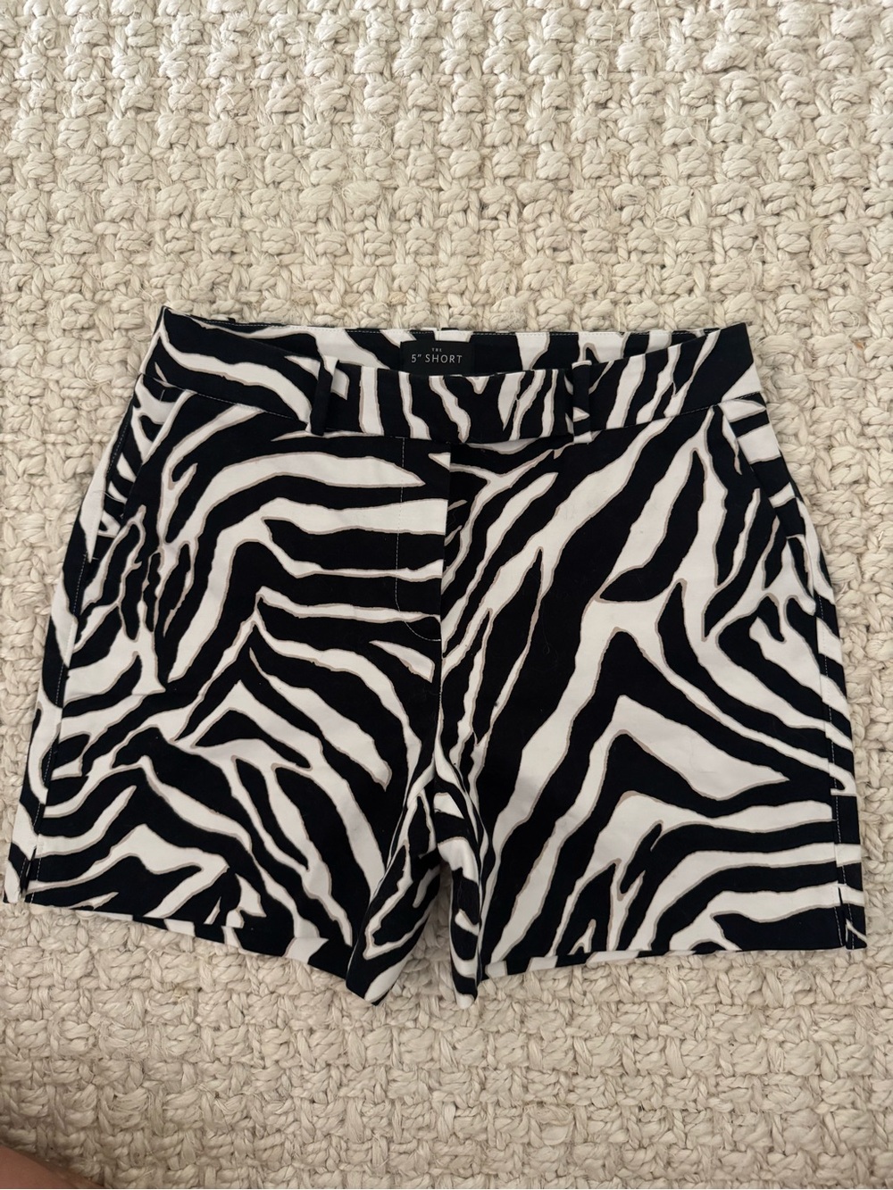 White House Black Market Zebra-Print High Waist Shorts - Black & White